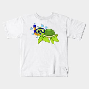 Turtle at Diving with Snorkel Kids T-Shirt